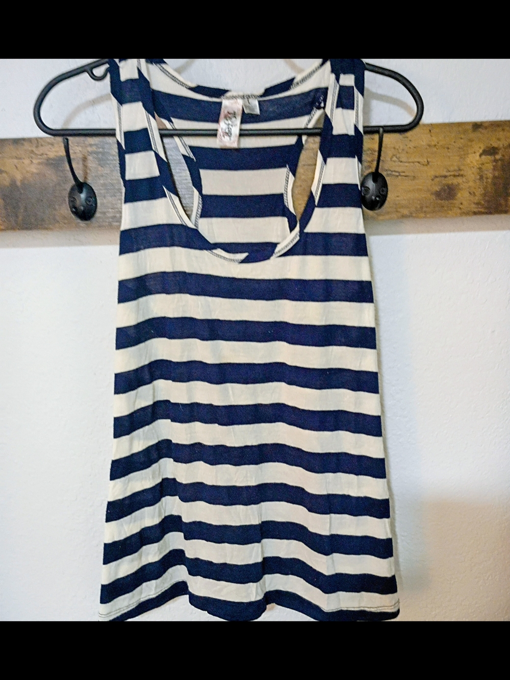 L8teR Navy and Cream Striped Racerback Tank
